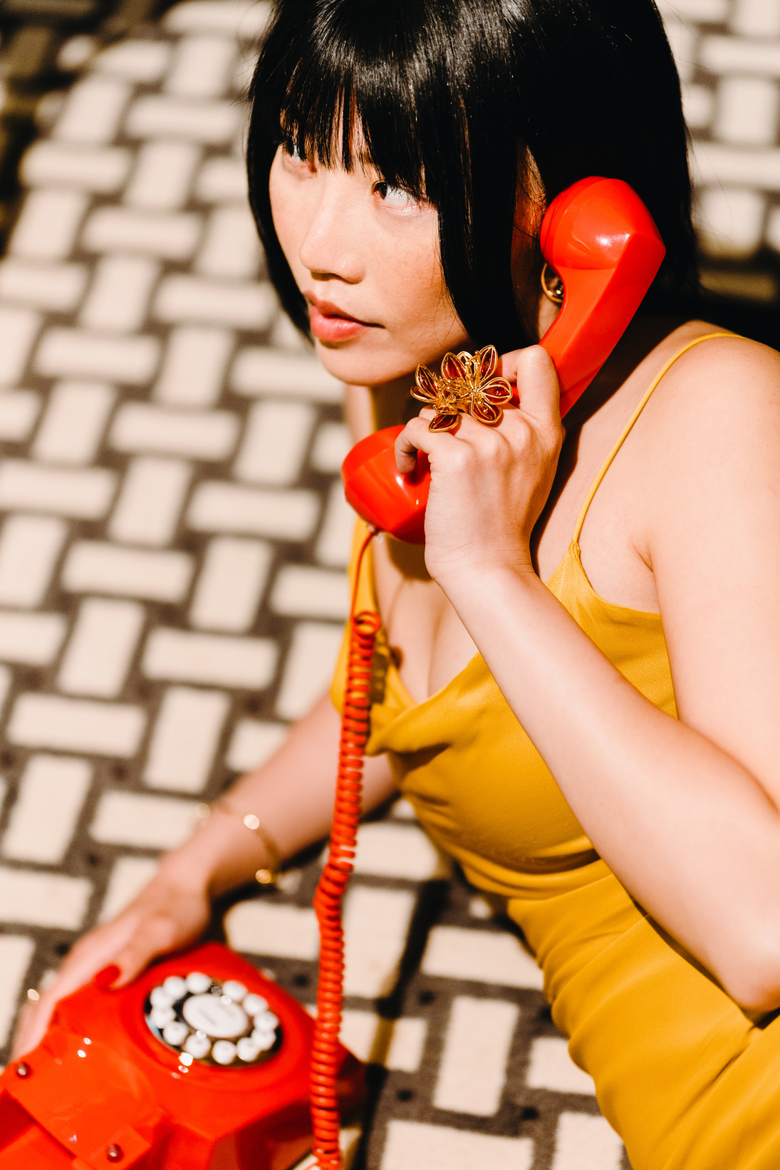 Neo-Opulence Woman Using a Telephone