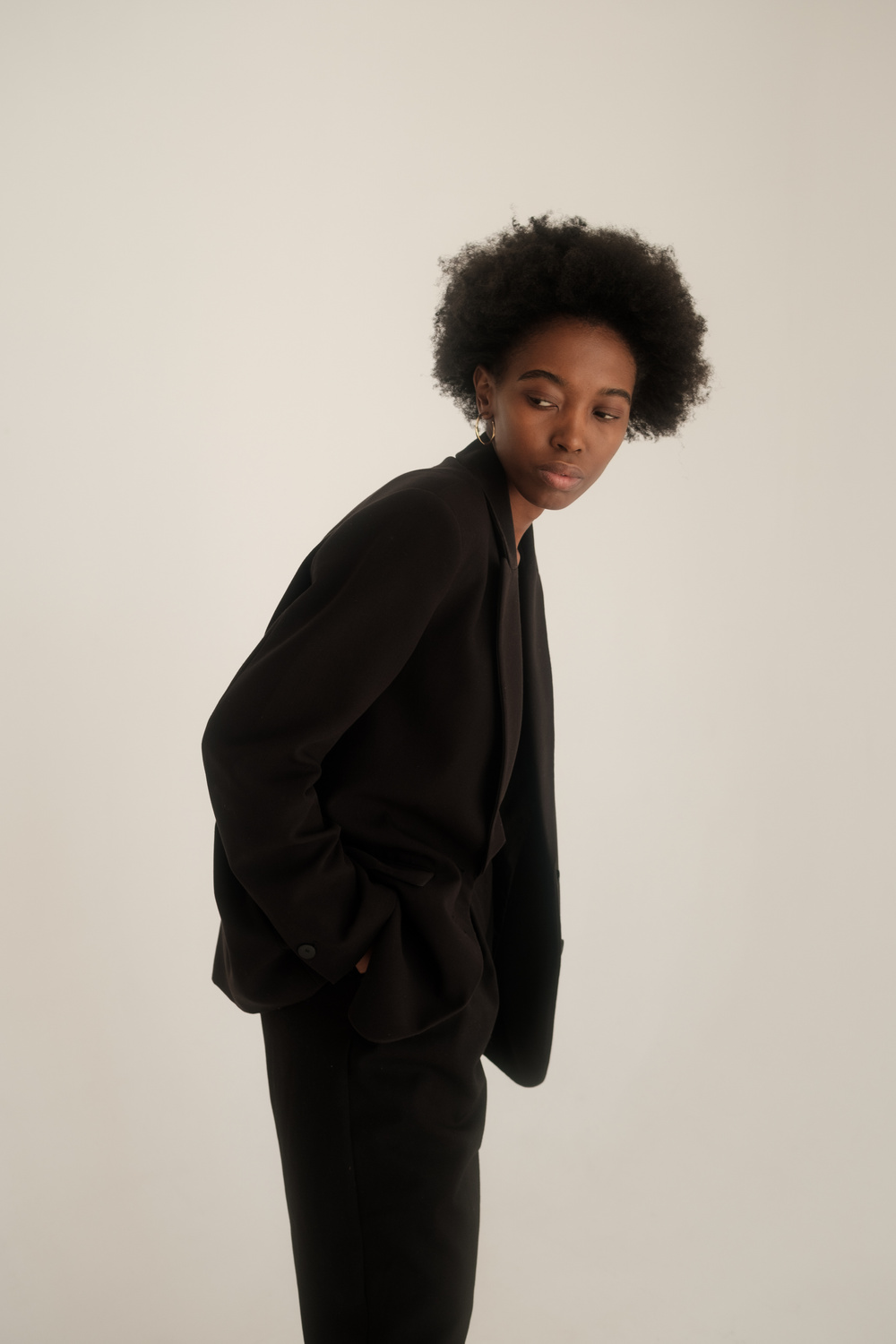 Woman in Black Blazer and Slacks